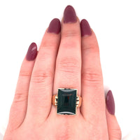 10k Yellow Gold Men's Large Genuine Natural Bloodstone Ring Jewelry (#J5679)