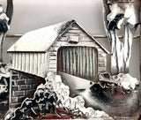 Handwrought Sterling Covered Bridge Pin by Dodson (#J5513)