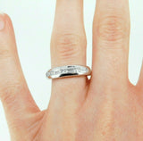 18k White Gold Ring with Round and Baguette Genuine Natural Diamonds (#J777)