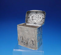 Maurice Freeman English Sterling Silver Tea Caddy w/ Hunting and Scenery (#3682)
