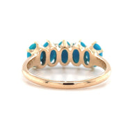 10k Yellow Gold Turquoise Five-Stone Ring Jewelry (#J5714)