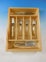 Medici Golden Accent by Gorham Sterling Silver Flatware Set Service 24 Pieces