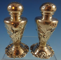 Gorham Sterling Silver Salt & Pepper Shakers 2pc Art Nouveau Iris Motif (#1322)