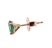 14k Rose Gold Green Genuine Natural Tourmaline Stud Earrings (#J5657)