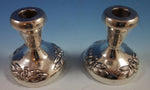 Aztec Rose by Maciel Mexican Sterling Silver Candlestick Pair #0162-13 (#1864)