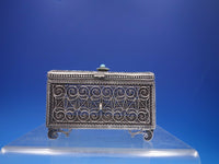 Sterling Silver Box with Turquoise Cabochon and Filigree Layers (#4210)