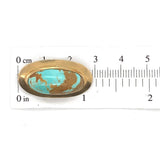 Oval Genuine Natural Turquoise Pin with Simple 10k Yellow Gold Frame (#J6051)