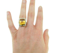 14k Gold Deco 7 Carat Citrine Filigree Ring with Flowers and Bows (#J4541)