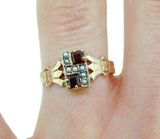 14k Yellow Gold Victorian Garnet and Seed Pearl Ring (#J4633)