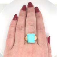 10k Yellow Gold 4.67ct Genuine Natural Turquoise Men's Ring Size 11.25 (#J6137)