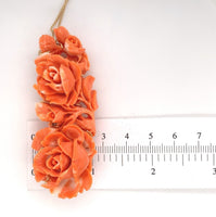 14k Yellow Gold XL Carved Genuine Natural Coral Pin Pendant Flowers (#J6178)