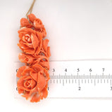 14k Yellow Gold XL Carved Genuine Natural Coral Pin Pendant Flowers (#J6178)