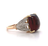 14k Yellow Gold 10.35ct Cabochon Genuine Natural Garnet Ring w/Diamonds (#J5758)