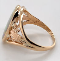 10k Yellow Gold 1.65ct Genuine Natural Opal Ring Pierced Size 6 (#J6099)