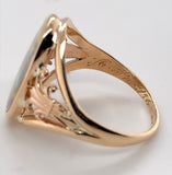 10k Yellow Gold 1.65ct Genuine Natural Opal Ring Pierced Size 6 (#J6099)