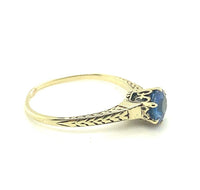 Antique 10k Yellow Gold .84ct Blue Genuine Natural Sapphire Ring (#J5223)