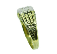 14k Yellow Gold Art Deco 1/4ct Genuine Natural Diamond Men's Ring (#J4701)