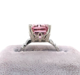 18k White Gold 5 Carat Asscher Cut Pink Genuine Natural Tourmaline Ring (#J5613)