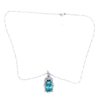18k Gold 9.60 Carat Teal Genuine Natural Tourmaline Diamond Necklace (#J5196)