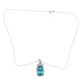 18k Gold 9.60 Carat Teal Genuine Natural Tourmaline Diamond Necklace (#J5196)
