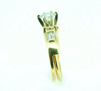 14k Yellow Gold Wedding Set with Oval Genuine Natural Diamond and Wrap (#J878)
