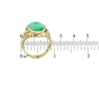 14k Yellow Gold Arts and Crafts Jade Ring Handmade (#J5447)