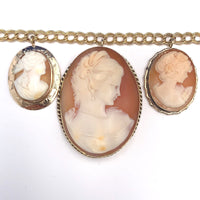 9k and 10k and 14k Yellow Gold Five Genuine Natural Shell Cameos Necklace #J6175