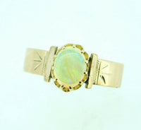 10k Rose Gold Genuine Natural Opal Victorian Wide Band Ring (#J5110)