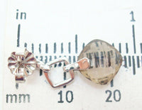 14K Gold Checkerboard Genuine Natural Smoky Quartz Earrings (#J2398)