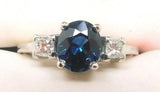 14k Gold 2.37ct Blue Genuine Natural Sapphire Princess Cut Diamond Ring (#J3876)