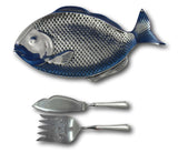 Wilton Armetale Large Fish Tray + 2-pc Fairfax by Gorham Sterling Serving Set