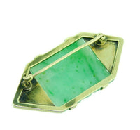 Art Deco 14k Yellow Gold Carved Jade Enamel Pin (#J4703)