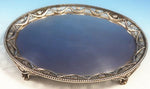 Joseph Cradduck English Sterling Silver Salver Tray Footed Swags Beads (#3041)