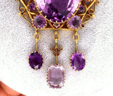 Large 37 Carat Victorian 14k Gold Genuine Natural Amethyst Pin Pendant (#J5477)