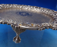 Repousse by Kirk Sterling Silver Salver Tray with Lion Feet Diaper Work (#7147)