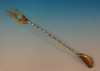 Gorham Aesthetic Sterling Silver applied 3-D Shell Pickle Fork 2-tine GW