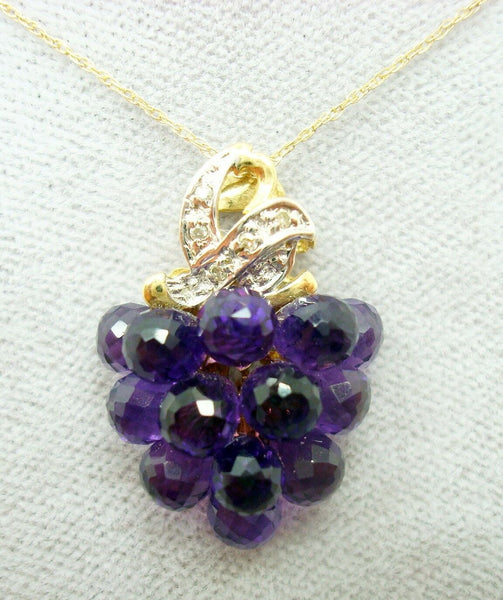 Laura Ramsey 14k Gold Briolette Genuine Natural Amethyst Pendant (#J451)