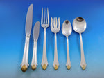 Edgemont Gold by Gorham Sterling Silver Flatware Set For 12 Service 77 pc Dinner