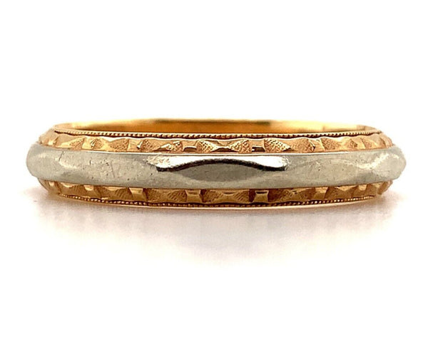 14k White and Yellow Gold Men's Wedding Band Ring Jewelry Size 10.5  (#J5876)