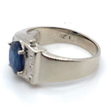 14k White Gold 1.53ct Genuine Natural Sapphire Men's Ring Jewelry (#J5833)