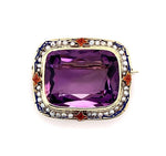 14k Yellow Gold 20 Carat Amethyst Pin Art Deco with Enamel (#J5622)