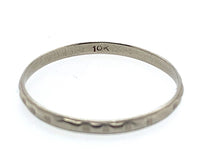 10k White Gold Wedding Band Ring Jewelry with Beaded Design Size 8.5 (#J5906)