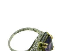 14k White Gold Filigree Amethyst Seed Pearl Ring (#J4691)