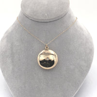 14k Gold Victorian Round Locket w/ Genuine Natural Diamond on 14k Chain (#J6520)