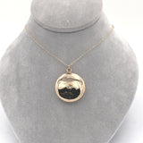 14k Gold Victorian Round Locket w/ Genuine Natural Diamond on 14k Chain (#J6520)