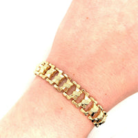 14k Yellow Gold Wide Fancy Link Bracelet (#J5532)