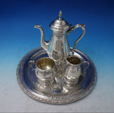 Prelude by International Sterling Silver Demitasse Tea Set 4pc Hand Chased #5681