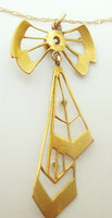 9K Gold Victorian Laveliere Pendant with Diamond and Pearls (#J3025)