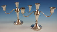 Duchin Creations Sterling Silver Candelabra Pair w/Gadroon / Bead Border (#2557)