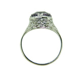 Art Deco 14k White Gold Filigree 3.18ct Genuine Natural Amethyst Ring (#J4639)